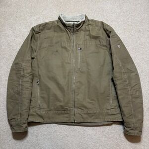 Kuhl Burr Jacket Mens 3XL Vintage Patina Dye Khaki Canvas Lined Quilted Outdoor